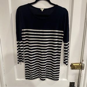 J. Crew striped ¾ length top, navy/white, S, GUC